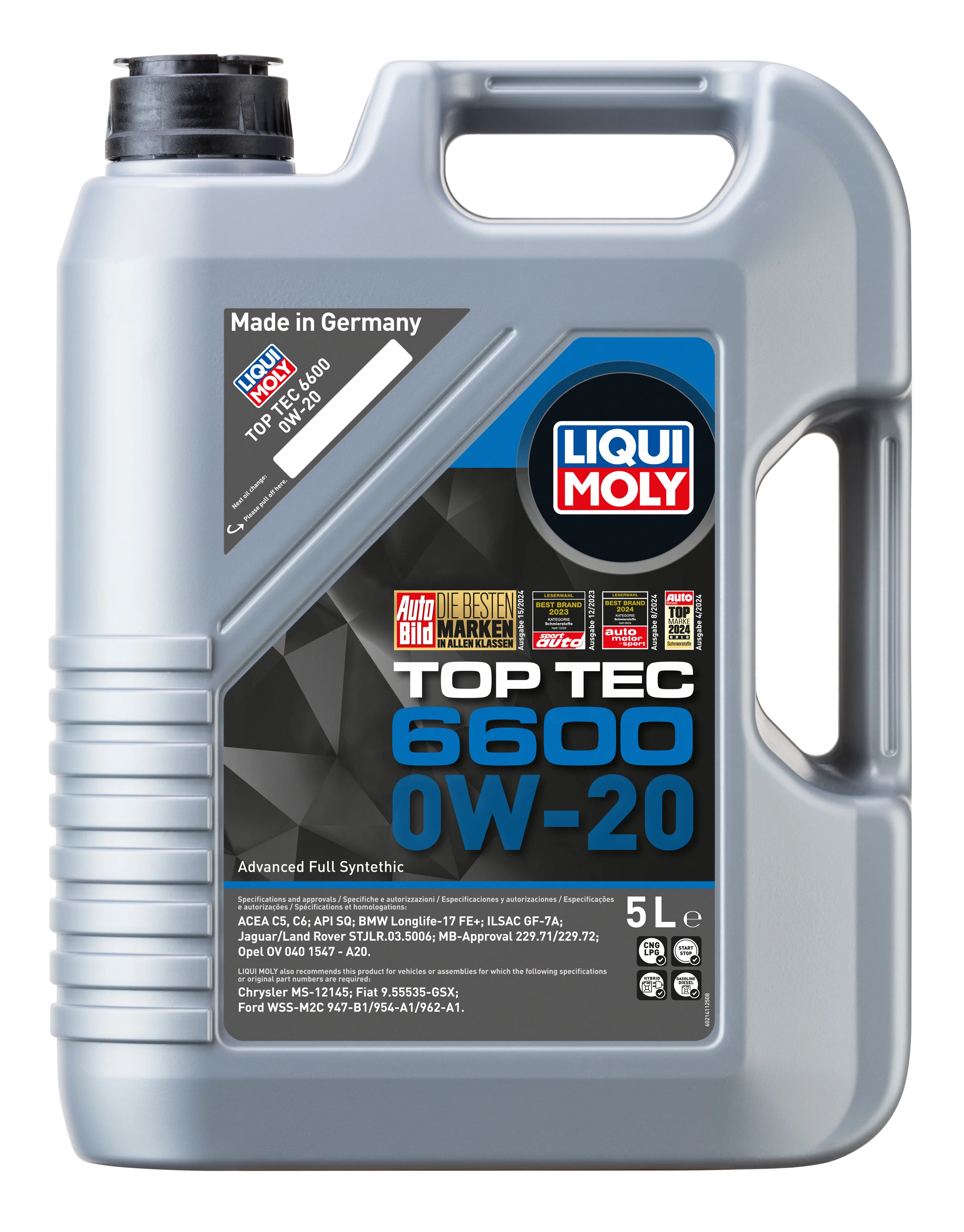 Liqui Moly Top Tec 6600 0W-20 Engine Oil 5L Full Synthetic